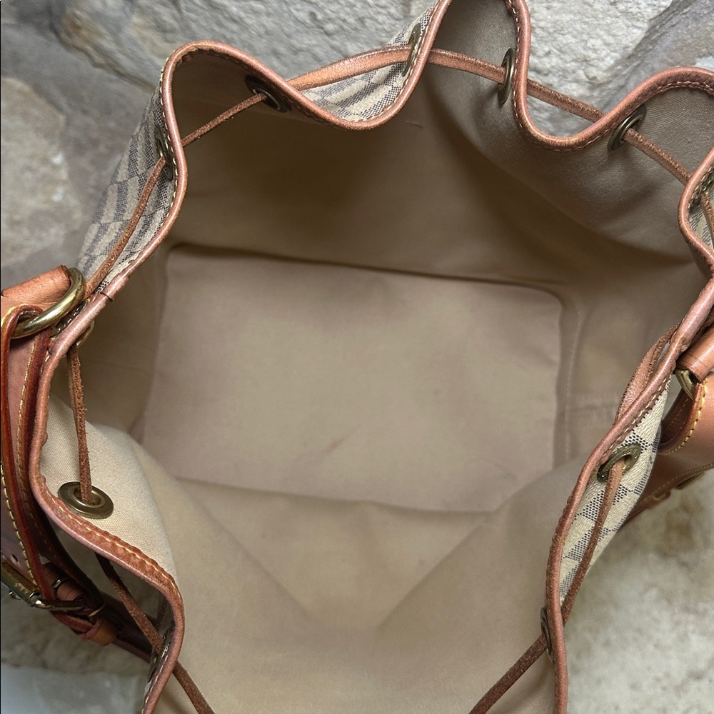 Louis Vuitton Damier Azur Noe Drawstring Hobo Bucket Bag Large - Picture 13 of 13